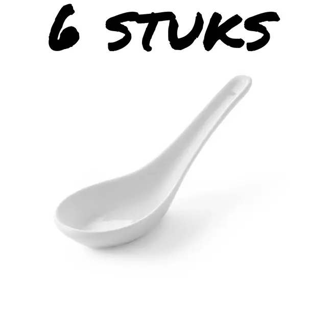 HENDI Tapaslepels – Porselein – Stoot- en slijtvast – Set van 6 – 130 mm