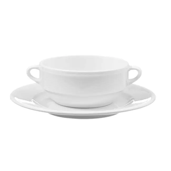 HENDI Schotel voor soepkom en cappuccinokop – versterkte randen – wit porselein – ø190 mm
