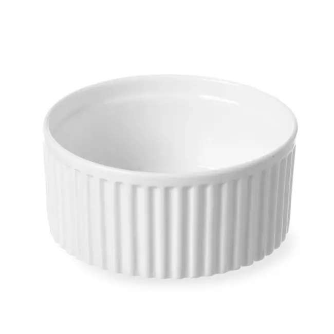 HENDI Ramekin – Geribbeld Porselein – Thermo Shock Bestendig – Ø120x55 mm – Helder Wit