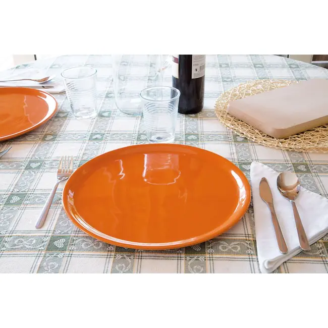 HENDI Pizzabord – Geglazuurd Porselein – Ø330 mm – Oranje – Magnetron- en Vaatwasmachinebestendig