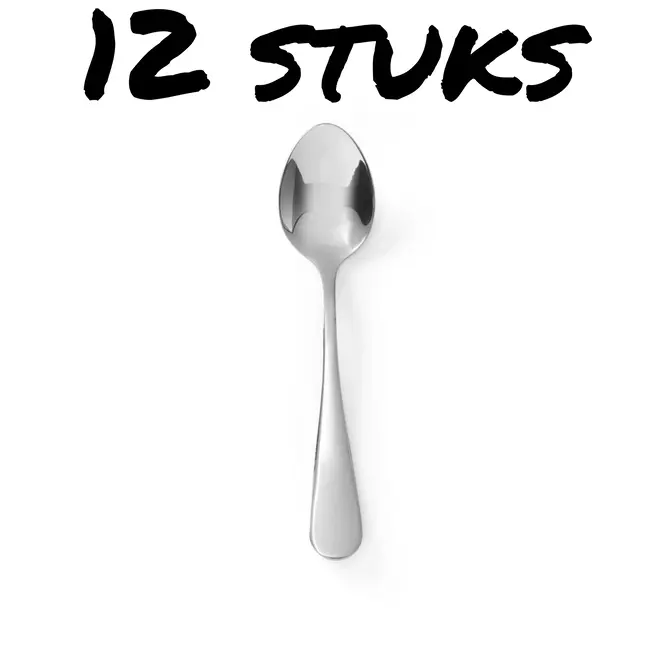 HENDI Set theelepels – hoogglans gepolijst – roestvast staal – 111 mm – 12 stuks