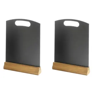 HENDI Tafel krijtbord met houten voet – set van 2 – 210x50x x(H)320mm – zwart