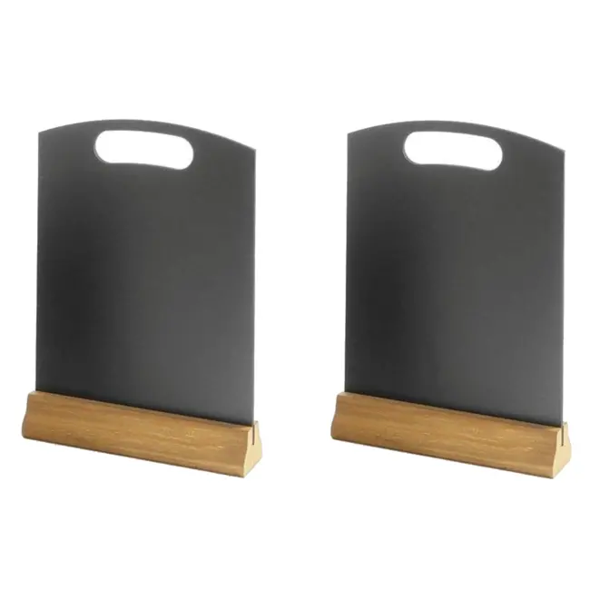 HENDI Tafel krijtbord met houten voet – set van 2 – 210x50x x(H)320mm – zwart