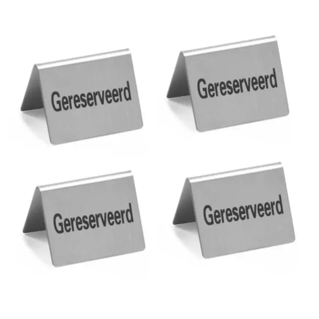 HENDI Tafelstandaard gereserveerd – set van 4 – roestvast staal – 50x35x40 mm
