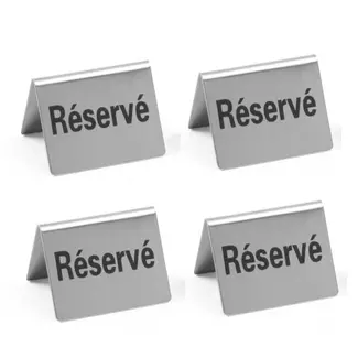 HENDI Tafelstandaard gereserveerd – set van 4 – roestvast staal – 50x35x40 mm