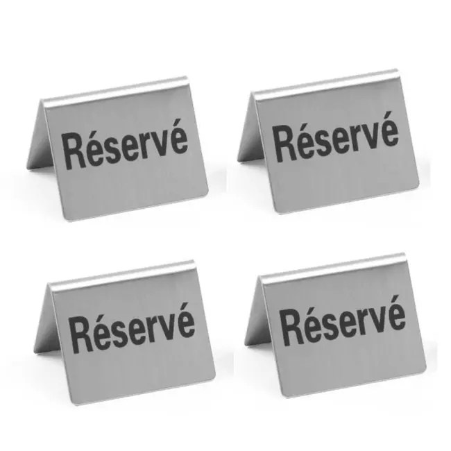 HENDI Tafelstandaard gereserveerd – set van 4 – roestvast staal – 50x35x40 mm