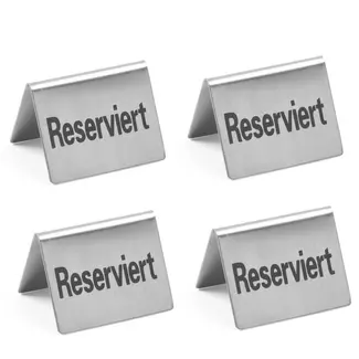 HENDI Tafelstandaard gereserveerd – set van 4 – roestvast staal – 50x35x40 mm