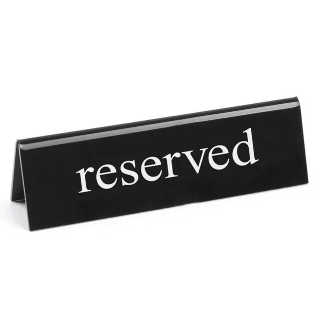 HENDI Tafelstandaard gereserveerd – dubbelzijdig bedrukt – plexiglas – zwart-wit – 130x30x38 mm