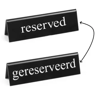 HENDI Tafelstandaard gereserveerd – dubbelzijdig bedrukt – plexiglas – zwart-wit – 130x30x38 mm