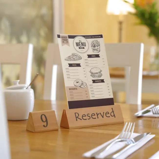 HENDI Tafelstandaard hout – met menukaartsleuf – 152x44x44 mm – niet vaatwasserbestendig