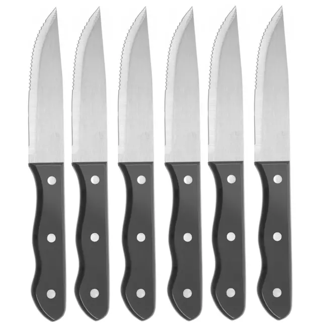 HENDI Steakmessen XL – RVS Lemmet – ABS Greep – 250 mm – Set van 6