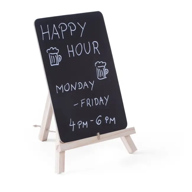 HENDI Tafel krijtbord – set van 2 – met houten standaard – 210x190x150 mm – zwart