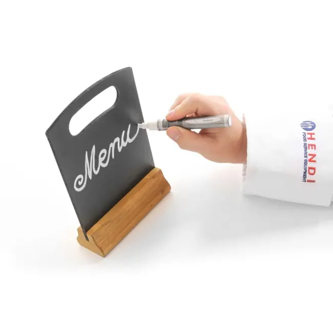 HENDI Tafel krijtbord met houten voet – set van 2 – 150x50x x(H)230mm – zwart