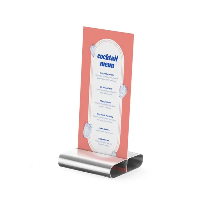 HENDI Menukaart houder – roestvrij staal – set van 6 – 80x77x18 mm