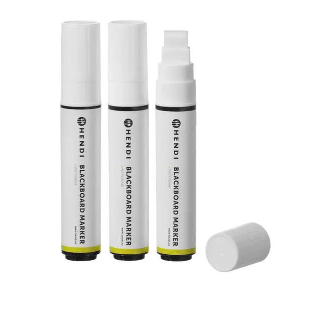 HENDI Krijtstiften – platte brede punt – 15 mm – wit – set van 3 stuks