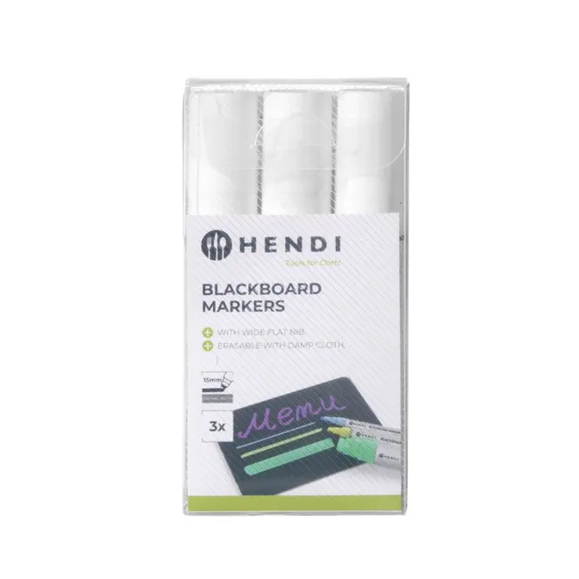 HENDI Krijtstiften – platte brede punt – 15 mm – wit – set van 3 stuks