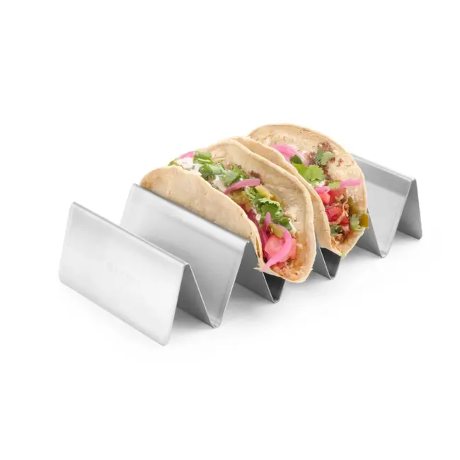 HENDI Taco houder – 4 vakken – roestvrij staal – 225x115x50 mm