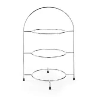 HENDI Serveerstandaard voor borden – verchroomd metaal – max. Ø 275 mm – 3 borden – 290x290x x(H)440 mm