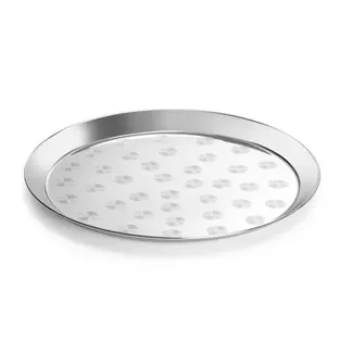 HENDI Serveerplateau van geborsteld RVS - diameter 400 mm - rond