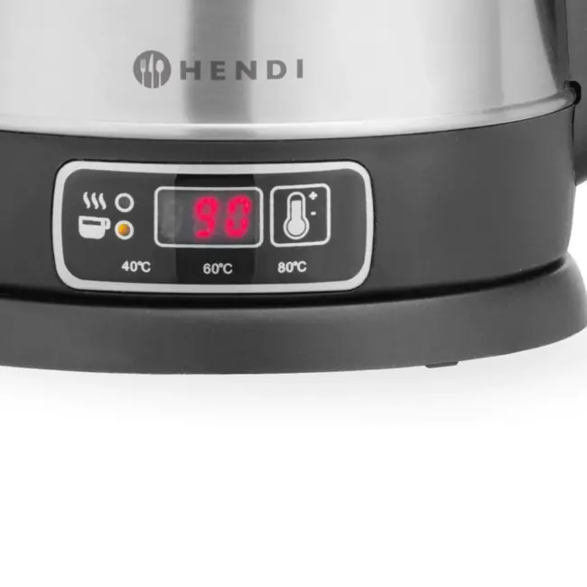 HENDI Draadloze waterkoker – temperatuurregeling – 1,8L – digitaal display – roestvrij staal
