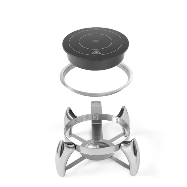 Fine Dine Inductie warmhoudplaat – zwart kristalglas – 800W – ⌀245x(H)80mm – LED-display