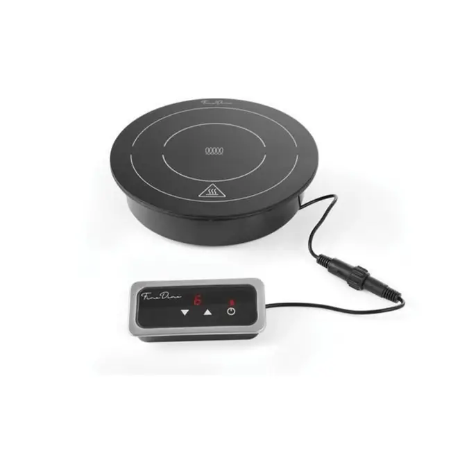 Fine Dine Inductie warmhoudplaat – zwart kristalglas – 800W – ⌀245x(H)80mm – LED-display