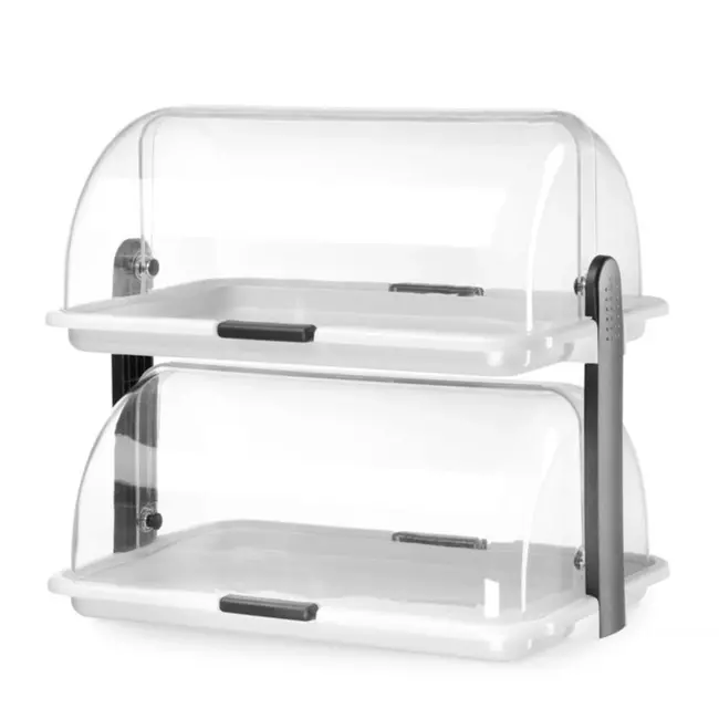 HENDI Dubbele roltop-presentatie – transparant – vaatwasmachinebestendig – 465x310x410 mm