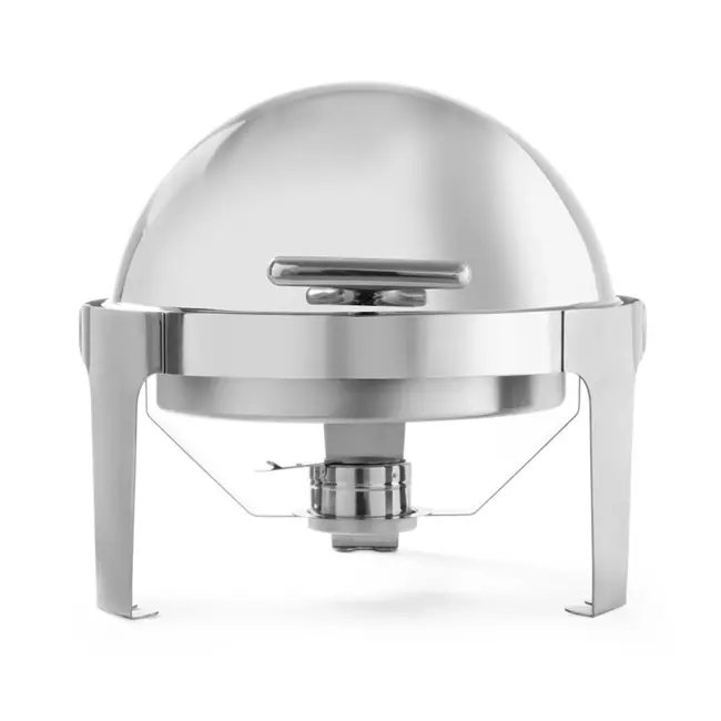 Hendi Ronde rolltop chafing dish - fluisterstil deksel - 5,6L - hoogglans roestvrij staal