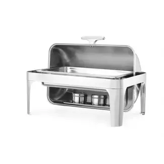 HENDI Chafing dish GN 1/1 van 9 liter met stil rolltopdeksel van RVS