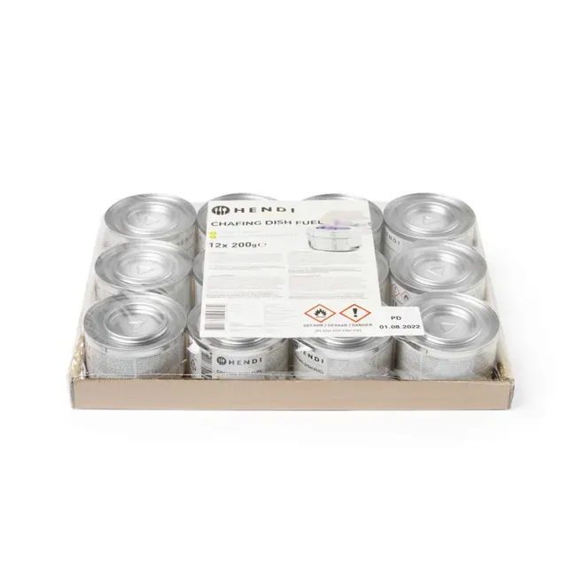 HENDI Brandpasta voor chafing dish – 12 stuks – ethanol – 3 uur brandduur – 200g