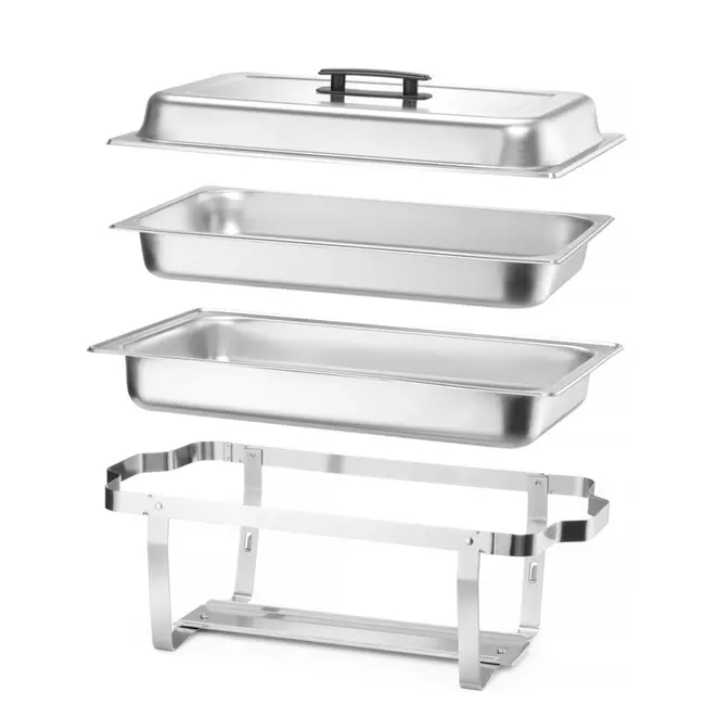 HENDI Complete chafing dish set – roestvrij staal – GN 1/1 – set van 4 stuks – vaatwasmachinebestendig