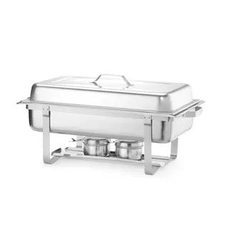 HENDI Chafing dish – Gastronorm 1/1 – Hoogglans deksel – Inclusief brandpastahouders – 9L – RVS
