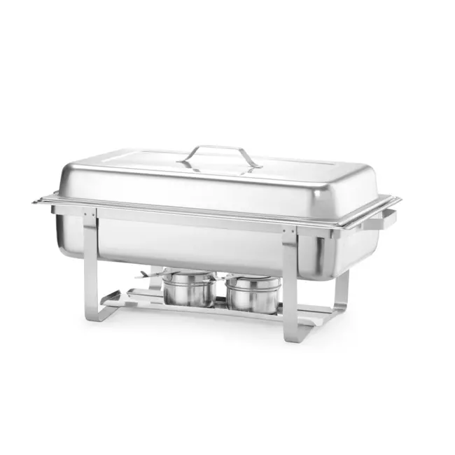 HENDI Chafing dish – Gastronorm 1/1 – Hoogglans deksel – Inclusief brandpastahouders – 9L – RVS