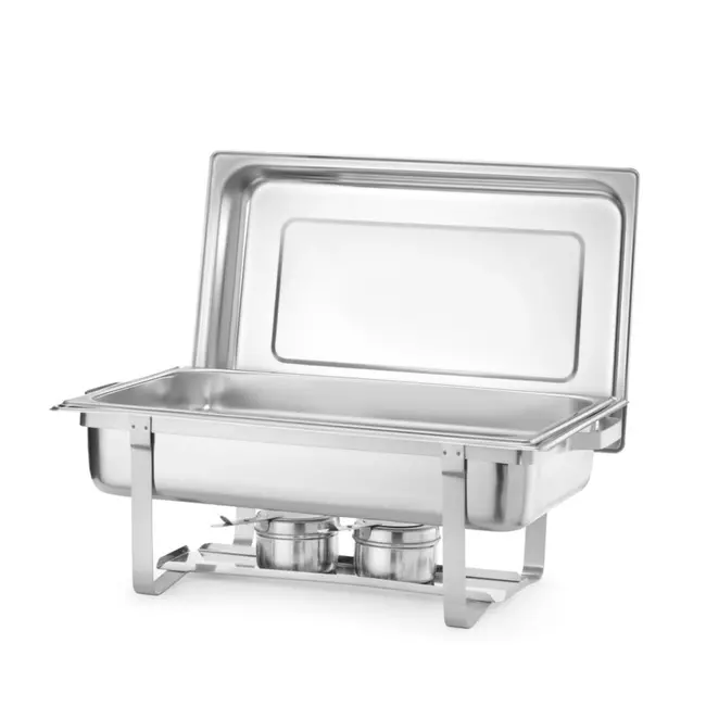 HENDI Chafing dish – Gastronorm 1/1 – Hoogglans deksel – Inclusief brandpastahouders – 9L – RVS