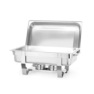 HENDI Complete chafing dish set – roestvrij staal – inclusief extra bakken en pannen – 585x385x x(H)315 mm