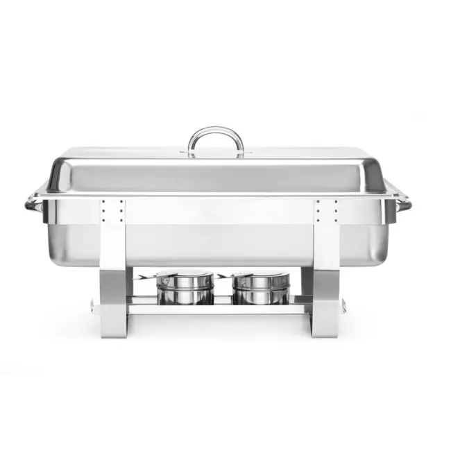 HENDI Complete chafing dish set – roestvrij staal – inclusief extra bakken en pannen – 585x385x x(H)315 mm