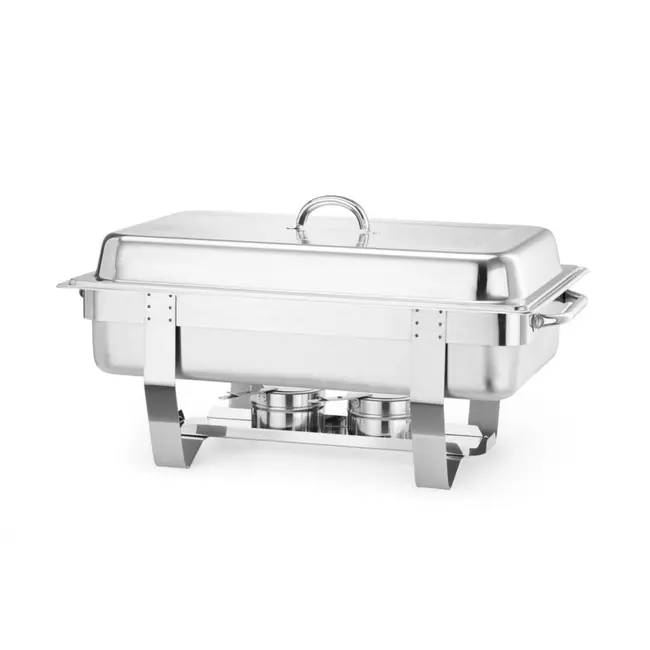 HENDI Complete chafing dish set – roestvrij staal – inclusief extra bakken en pannen – 585x385x x(H)315 mm