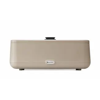 HENDI Stijlvolle chafing dish – digitaal bedieningspaneel – gehard glazen deksel – beige – 607x402x245 mm