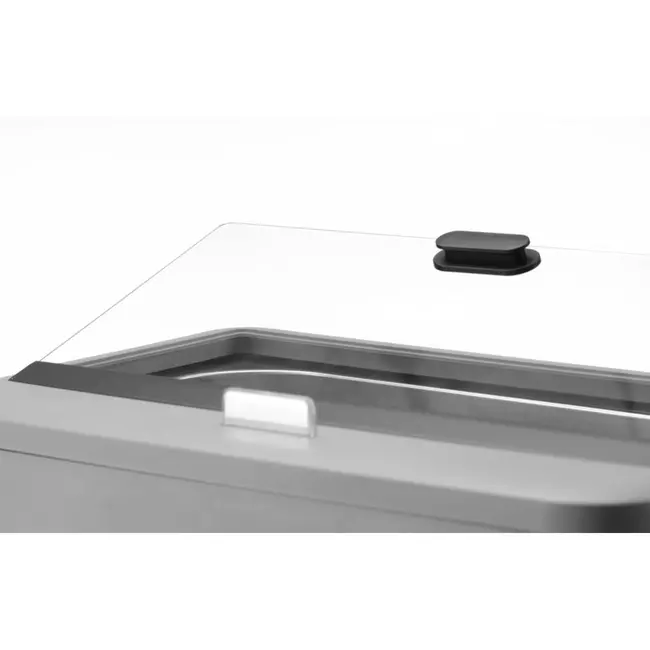 HENDI Stijlvolle chafing dish – digitaal bedieningspaneel – gehard glazen deksel – wit – 607x402x245 mm