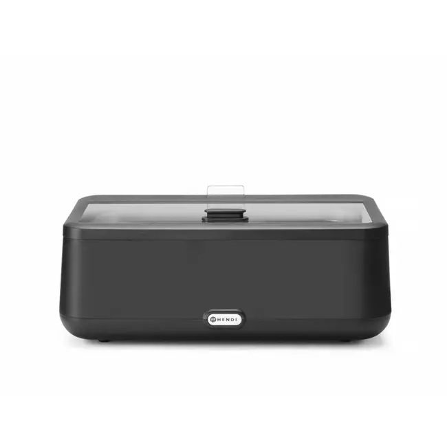 HENDI Stijlvolle chafing dish – digitaal bedieningspaneel – gehard glazen deksel – 700W – zwart