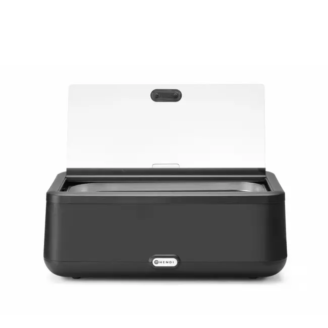 HENDI Stijlvolle chafing dish – digitaal bedieningspaneel – gehard glazen deksel – 700W – zwart