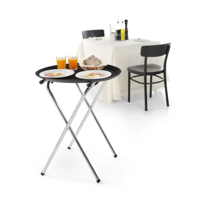 HENDI Uitklapbaar dienblad standaard – stevige constructie – antislip ringen – 520x410x800 mm