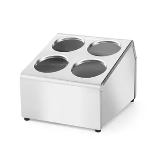 HENDI Bestekkorfhouder – Metalen Roestvast Staal – Voor 4 Korven – 255x295x215 mm