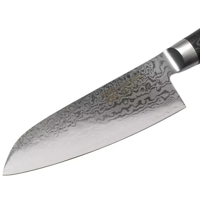 Yaxell Ran Santoku Koksmes 12,5 cm – 69 Lagen Damaststaal – VG10 Staal – 61 HRC – Canvas-Micarta Heft