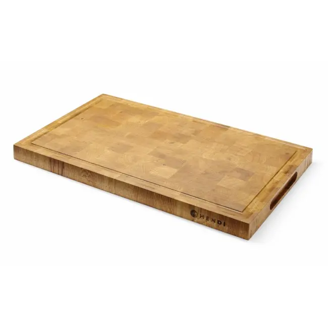 HENDI Eikenhouten serveerplank – eindnerf – met handgrepen – 530x325x35 mm – dubbelzijdig