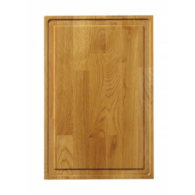 HENDI Eiken serveerplank – met handgrepen – 420x280x40 mm – dubbelzijdig – met perimetergoot