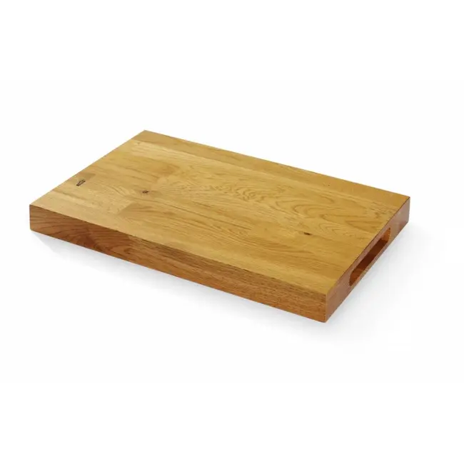 HENDI Eiken serveerplank – met handgrepen – 420x280x40 mm – dubbelzijdig – met perimetergoot