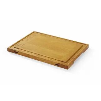 HENDI Serveerplank van eikenhout - 370 x 270 x 20 mm - met sapgoot