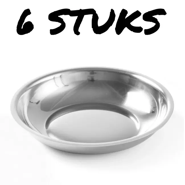 HENDI Set van 6 roestvrijstalen suiker- en slagroomschaaltjes – vaatwasmachinebestendig – ⌀65x(H)20mm