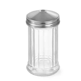 HENDI Set van 6 glazen suikerstrooiers – roestvrijstalen deksel – 0,355L – Ø75x(H)147mm